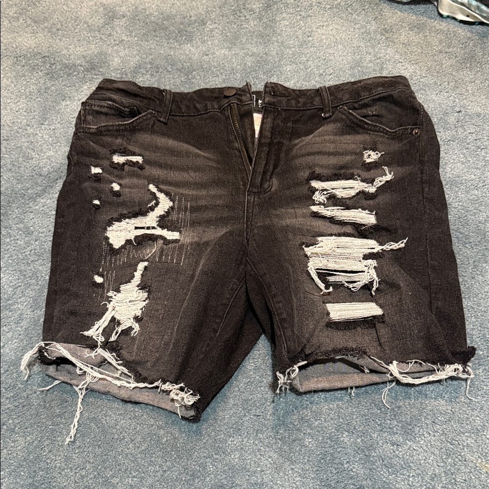NOBO Black Distressed Jean Shorts